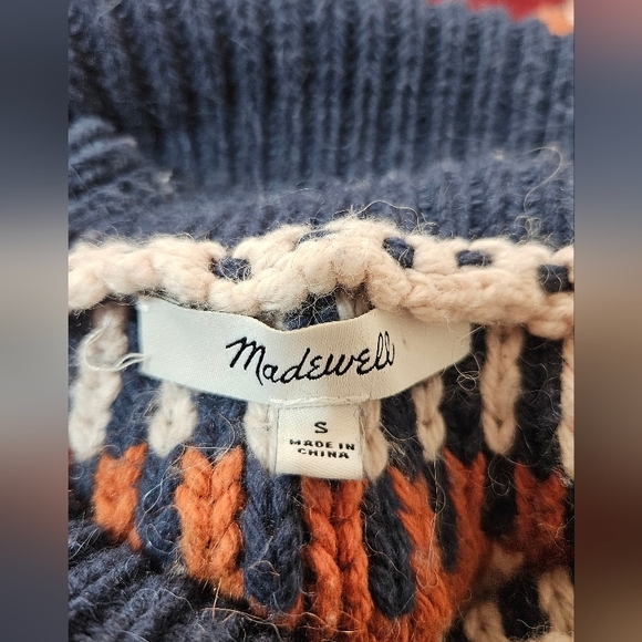 Madewell Fair Isle Turtleneck Alpaca Blend Pullover Sweater Long Sleeve Size L - Picture 7 of 12